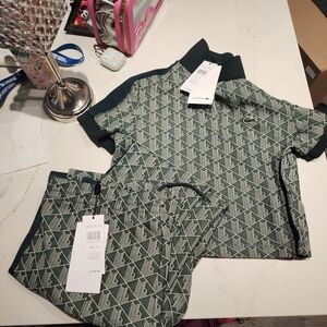 Lacoste Green Patterned Polo and Pants Set